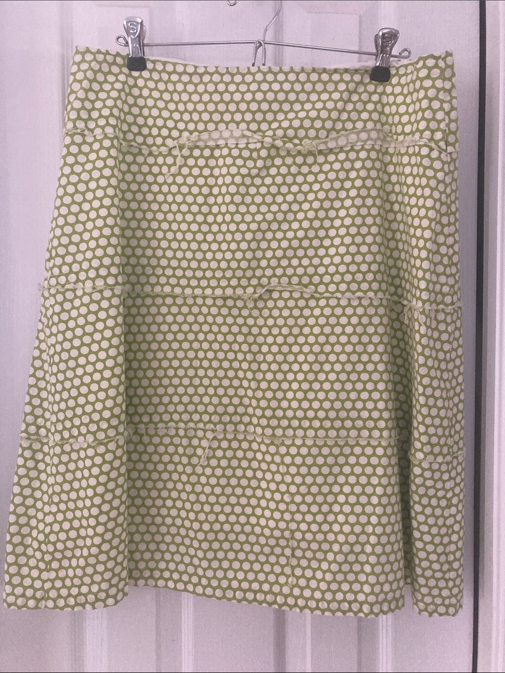 Polka Dot A-Line Skirt in Light Green and White